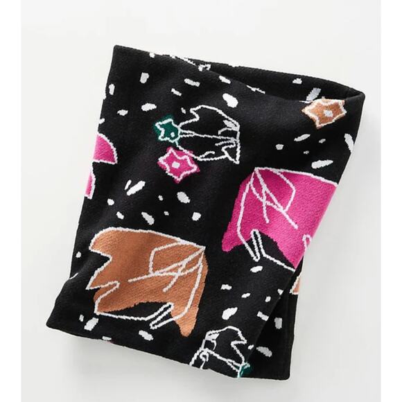 Bel Kazan Anthropologie Infinity Neck Scarf Black Pink Pattern - Picture 2 of 7